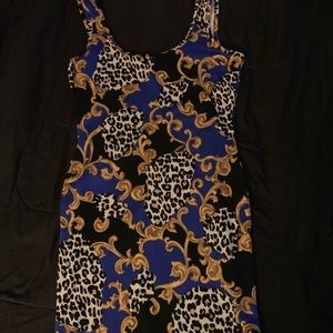 Cheetah/RoyalBlue/Gold print dress